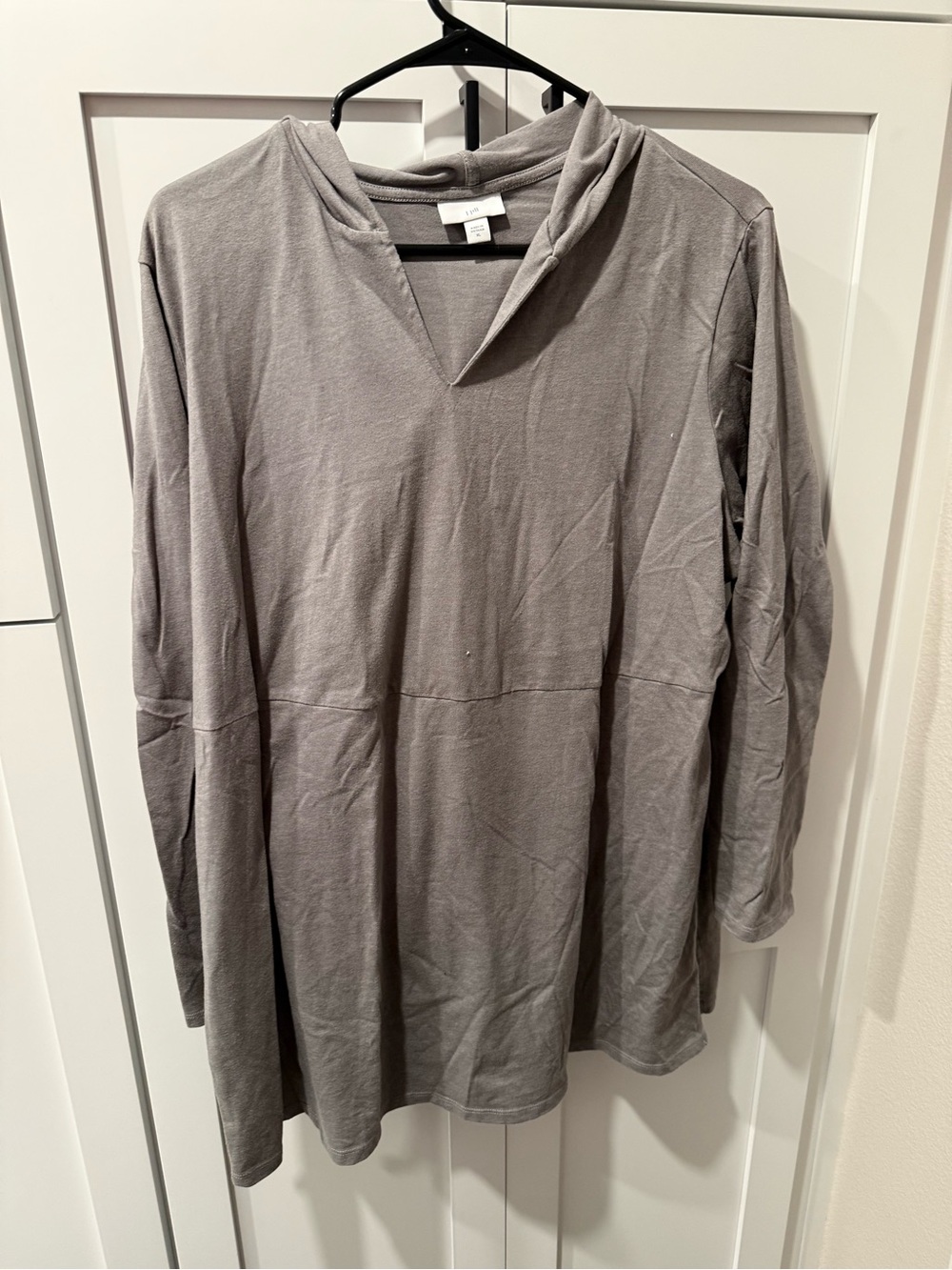 Jjill Gray Hooded Long Sleeve Tunic Top